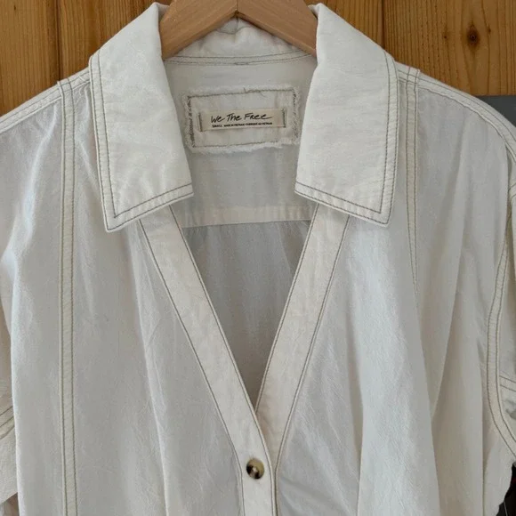 We The Free People Marten Cotton Oxford Top in White Size Small - Picture 9 of 16